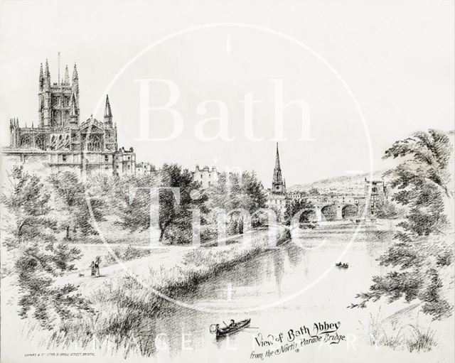 View of Bath Abbey from the North Parade Bridge c.1870