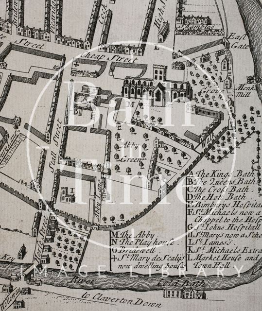 Extract from Stukeley's Map of Somersetshire 1732-1736 - detail