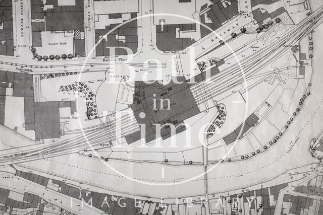 Bath Spa Station 1:500 OS map 1886 - detail