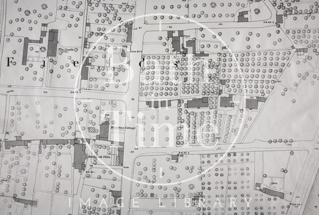 The Castle and Bathwick Villa area, Bath 1:500 OS map 1886 - detail