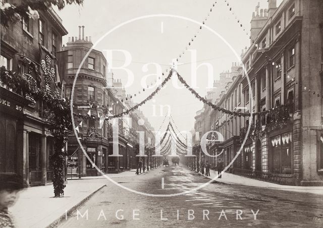 View along Milsom Street, decorated for Queen Victoria's Diamond Jubilee, Bath 1897