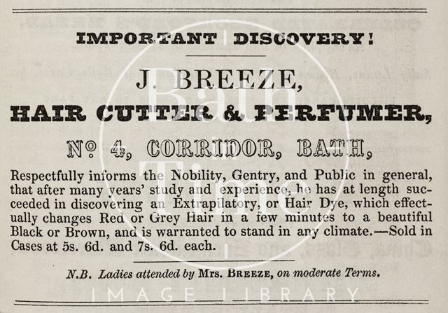 J. Breeze, 4, Corridor, Bath 1849