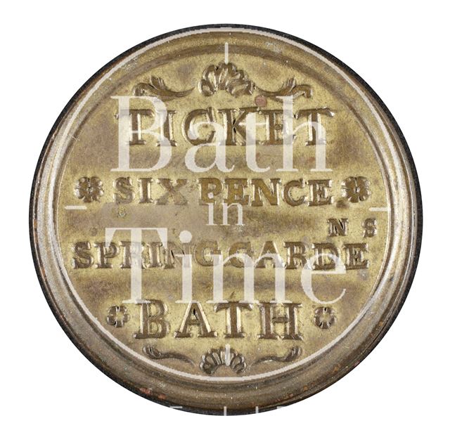 Spring Gardens, Bath six pence metal ticket c.1735-1798