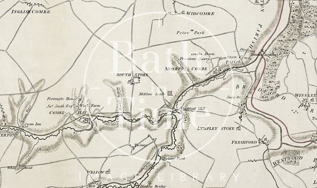 The proposed Somersetshire Coal Canal and Kennet and Avon Canal 1793 - detail