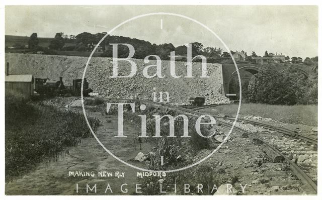 Constructing the Camerton to Limpley Stoke Railway, Midford c.1907