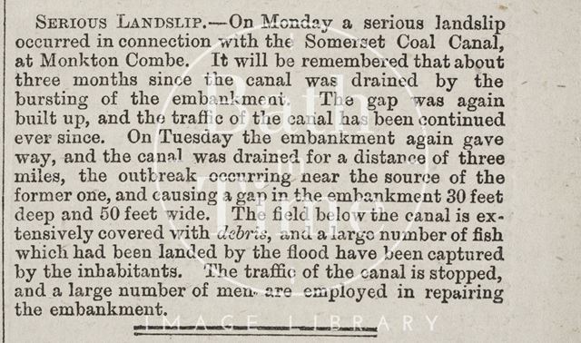 Serious Landslip, Monkton Combe 1873