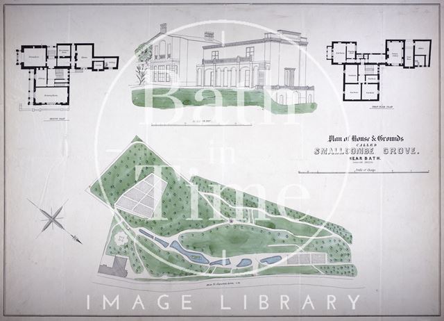 Plan of house and grounds called Smallcombe Grove, Bathwick Hill, Bath 1856