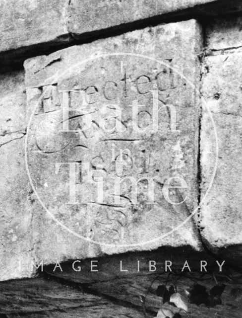 Inscribed keystone of accommodation bridge over the Somersetshire Coal Canal, Southstoke c.1951