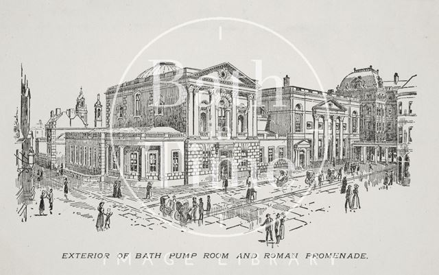 Exterior of the Bath Pump Room and Roman Promenade, Bath c.1900