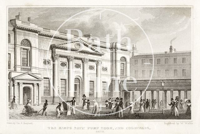 The King's Bath, Pump Room and Colonnade, Bath 1829