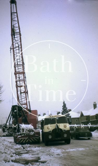 Grab lifting snow in Newbridge Road, Bath 1963