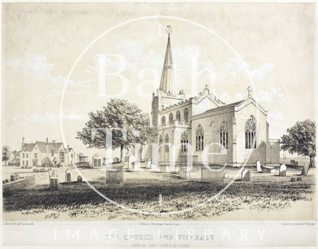 The church and vicarage, Castle Cary, Somerset c.1850