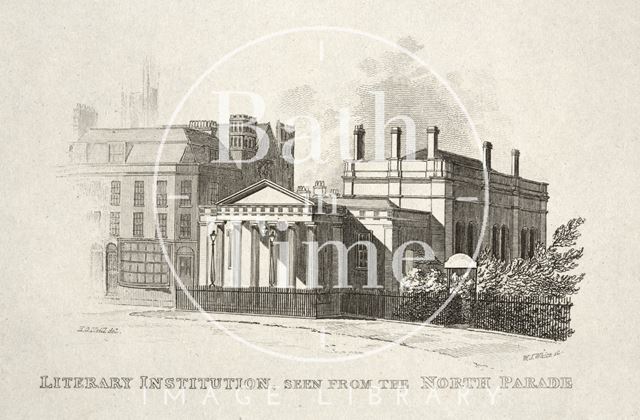 Literary Institution, seen from the North Parade, Bath 1834