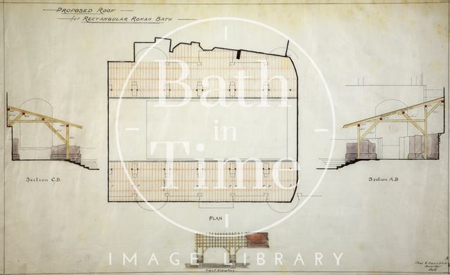 Proposed roof for Rectangular Roman Bath, Bath c.1880