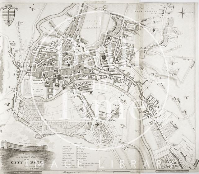 A New and Correct Plan of the City of Bath from a recent Survey by B. Donne 1810