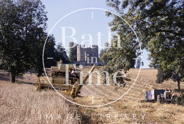 Harvesting at Midford Castle 1968