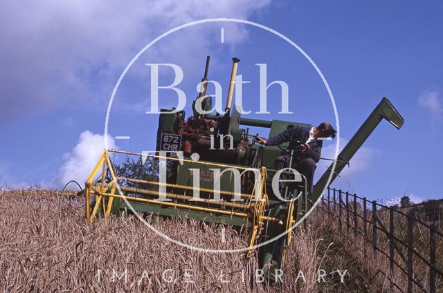 Harvesting at Midford Castle 1964