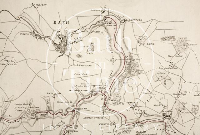 The proposed Somersetshire Coal Canal and Kennet and Avon Canal 1794 - detail