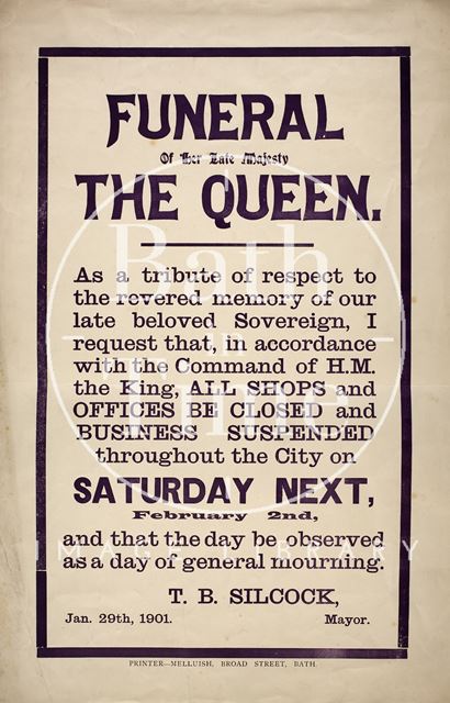 Funeral of Her Late Majesty the Queen poster, Bath 1901