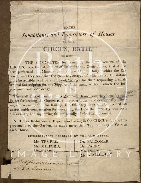 An open letter regarding the improvement of the Circus, Bath 1799