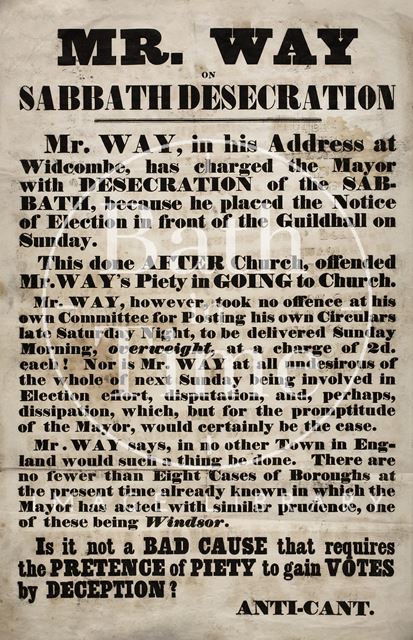 Mr. Way on Sabbath Desecration, Guildhall, Bath 1857