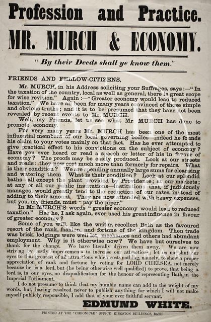 Profession and Practice. Mr. Murch and Economy, Bath 1873