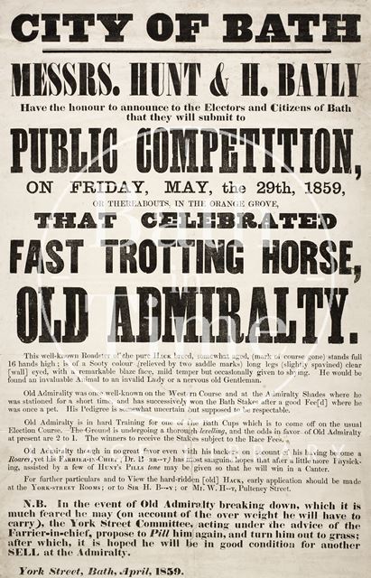 Public competition, that celebrated fast trotting horse, Old Admiralty, Bath 1859