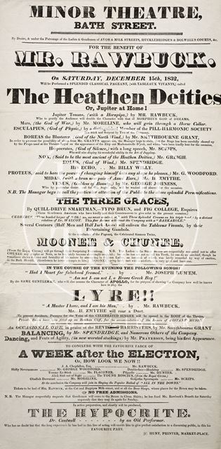 For the benefit of Mr. Rawbuck, Minor Theatre, Bath Street, Bath 1832