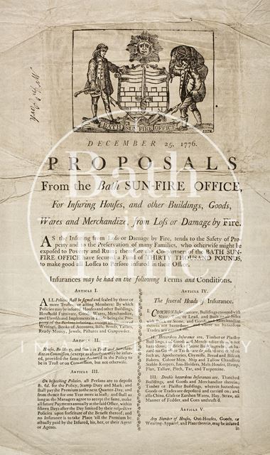 Insurance proposal from the Bath Sun-Fire Office 1776