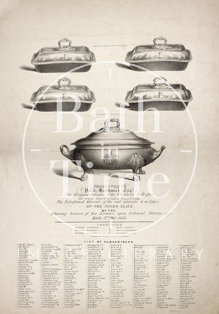 List of subscribers for presentation to Peter Borthwick, Bath 1833