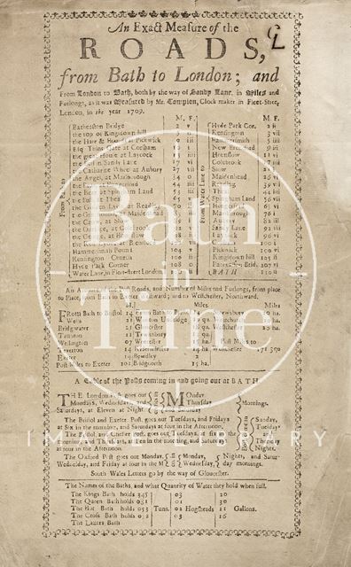 An Exact Measure of the Roads from Bath to London in the Year 1709