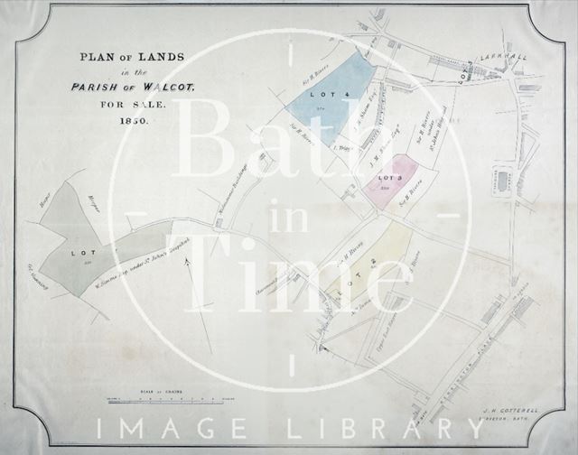 Plan of Lands in the Parish of Walcot for Sale, Bath 1850