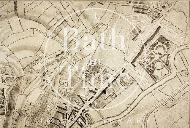 The City of Bath map by Charles Harcourt Masters 1808 - detail