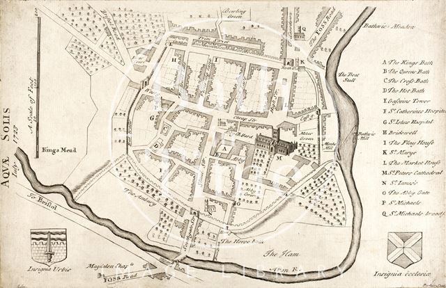 Map of Aquae Solis (Bath) 1723