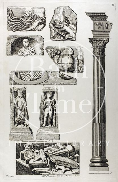 Roman discoveries, Bath with column to right 1794