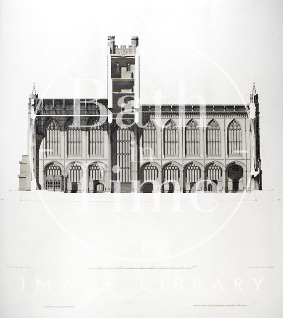 Section from east to west of Bath Abbey from the north 1798