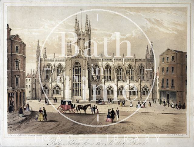 Bath Abbey from the Market Place c.1850