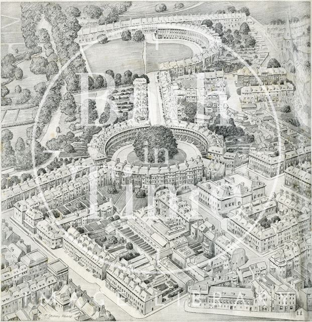 View of the Circus and Royal Crescent, Bath 1939