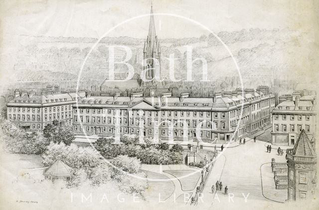 View of North Parade and Institution Gardens, Bath 1939