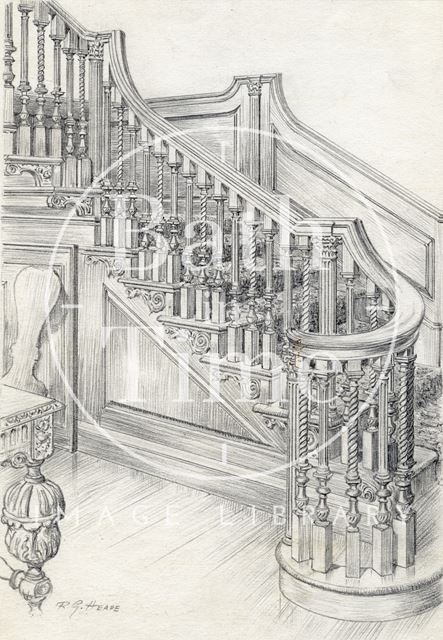 Staircase, 15, Queen Square, Bath 1939