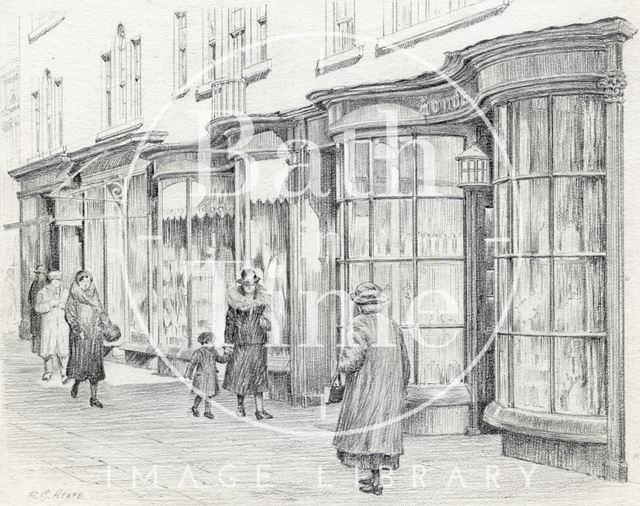 Georgian shop fronts in Old Bond Street, Bath 1939