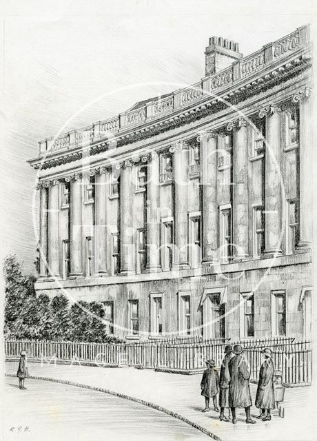 Detail of the western end of Royal Crescent, Bath 1939