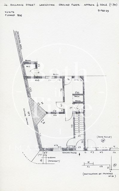 Ground floor plan, 26, Ballance Street, Bath 1969