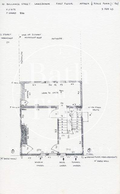 First floor plan, 10, Ballance Street, Bath 1969