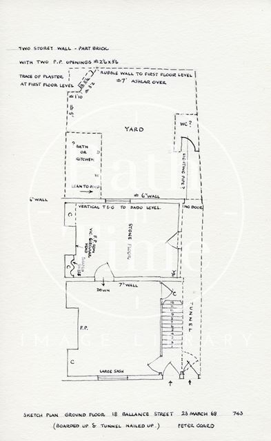 Ground floor plan, 18, Ballance Street, Bath 1968