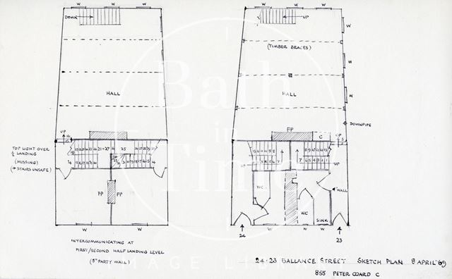 Floor plans, 23 & 24, Ballance Street, Bath 1969