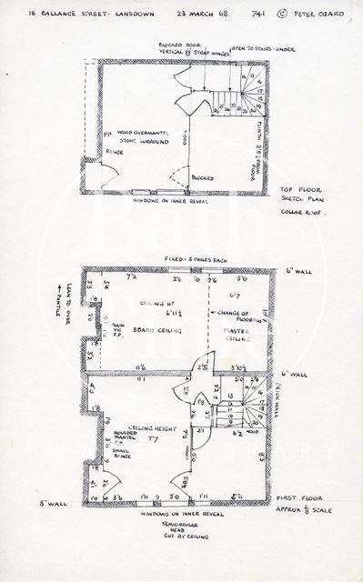 First and top floor plans, 18, Ballance Street, Bath 1968