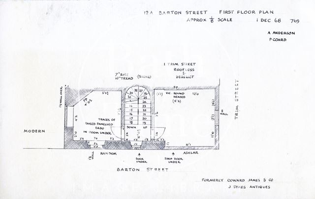 First floor plan, 12a, Barton Street, Bath 1968