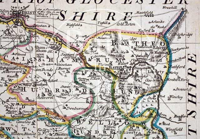 An Improved Map of the County of Somerset Divided into its Hundreds c.1750 - detail