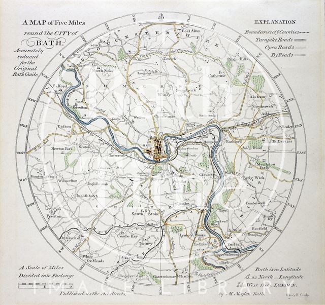 A Map of Five Miles Around the City of Bath c.1850